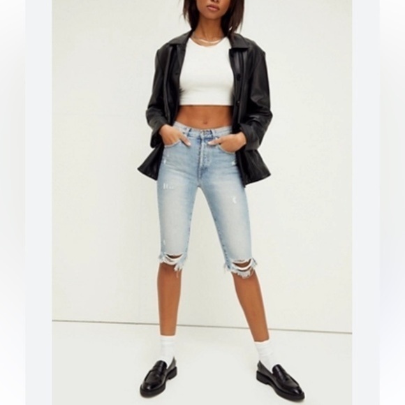 NWT EDWIN Cai Long Shorts 15”, size 28, color is slayer, sold at Free People - Picture 1 of 9